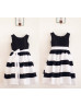 Black And White Taffeta Striped Flower Girl Dress